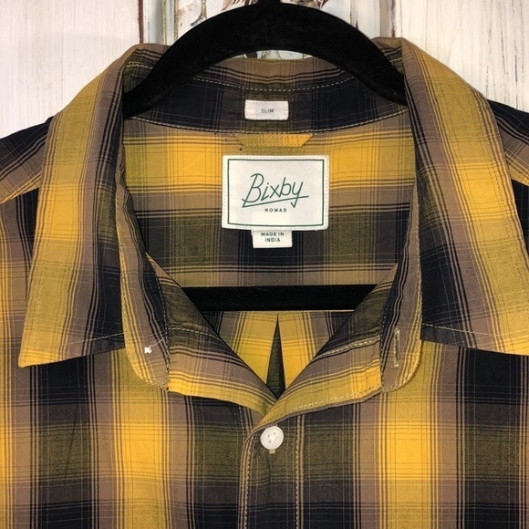 Men’s Bixby Nomad Made in India Slim Cut Short Sleeve Button Down Shirt Size L - Picture 5 of 11